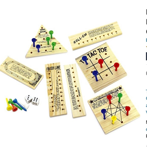 Classic Wood Peg Games 7-in-1 By FineLife NEW - Picture 2 of 8